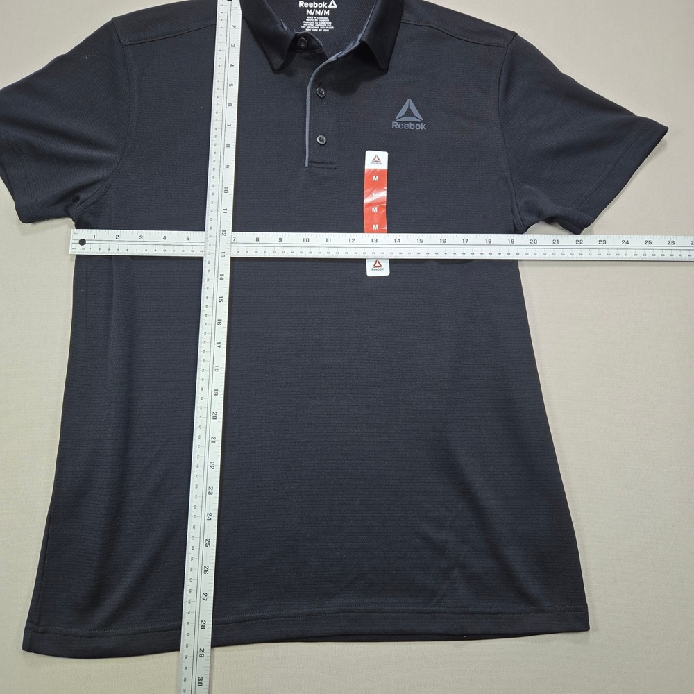 Reebok Polo Shirt Athletic Golf Moisture Wicking Black Men Size M Short Sleeve - Picture 8 of 8